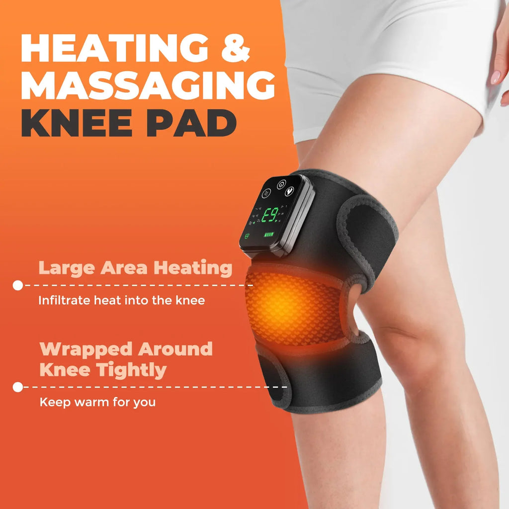 Electric Heated Vibration Knee Massage Physiotherapy Pad 3 in 1 Massager for Shoulder Elbow Hot Compress Pain Relief